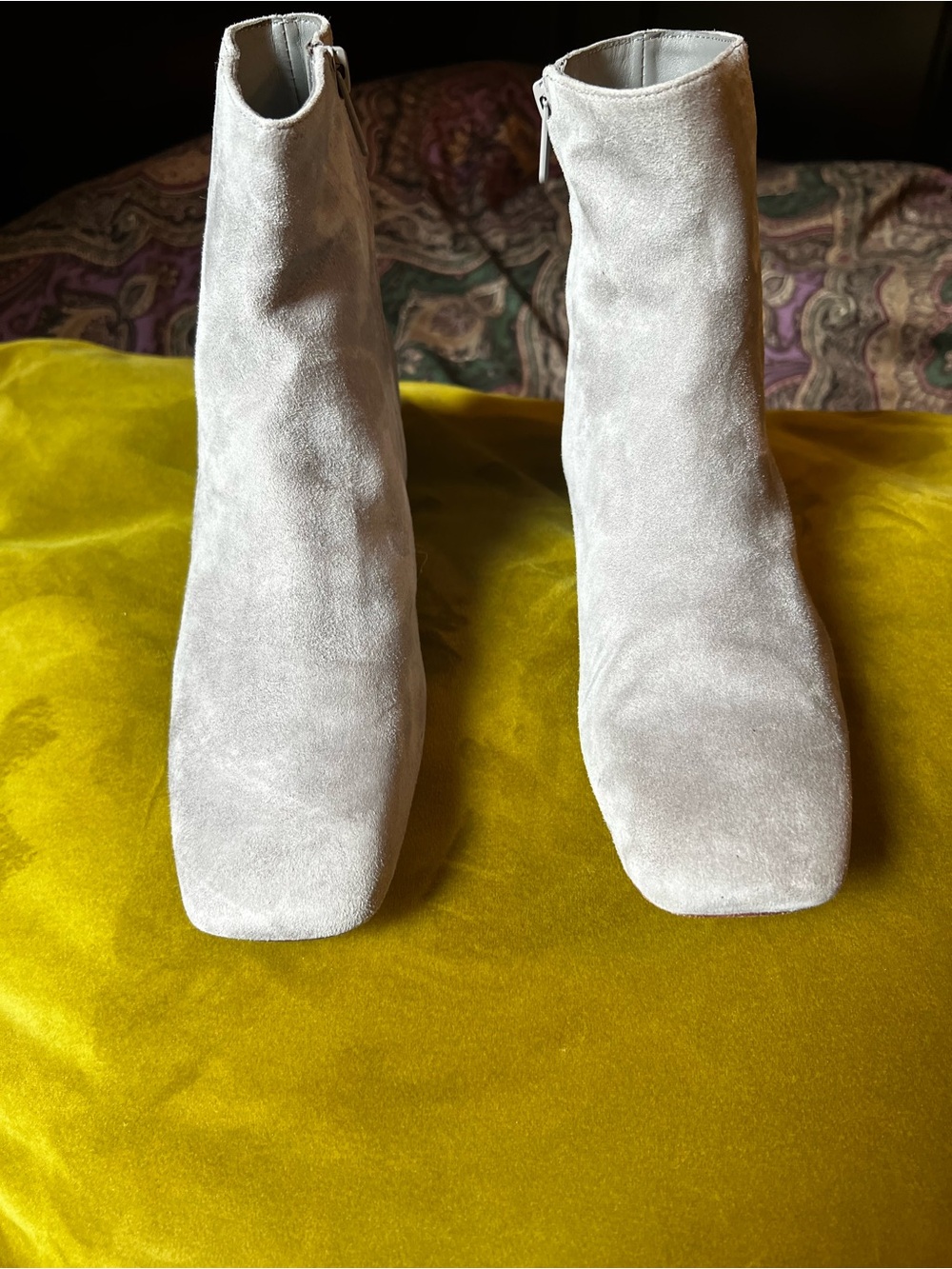Vince Rockville Light Gray Suede Ankle Bootie
